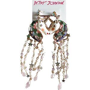 BETSEY Johnson Gold-Tone Crystal & Bead Imitation Pearl Unicorn Fringe
